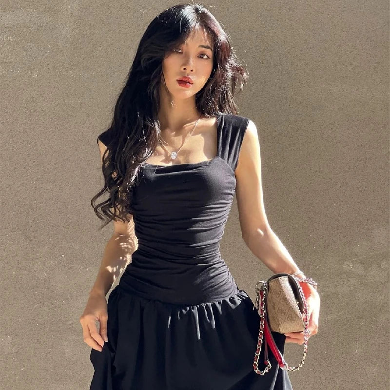 Ruched Bodycon Maxi Dress – Y2K Style