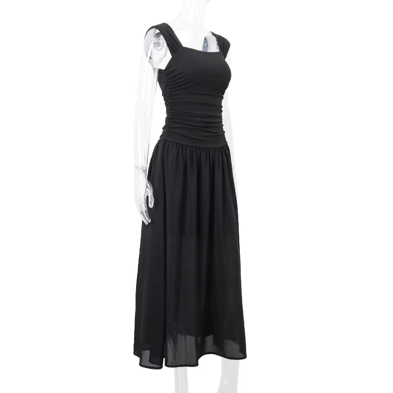 Ruched Bodycon Maxi Dress – Y2K Style
