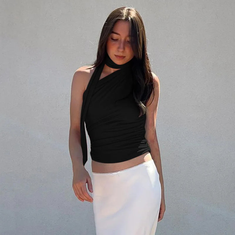 Y2K Halter Backless Crop Top
