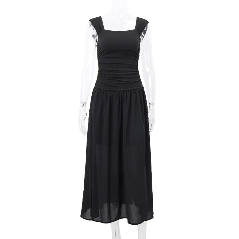 Ruched Bodycon Maxi Dress – Y2K Style