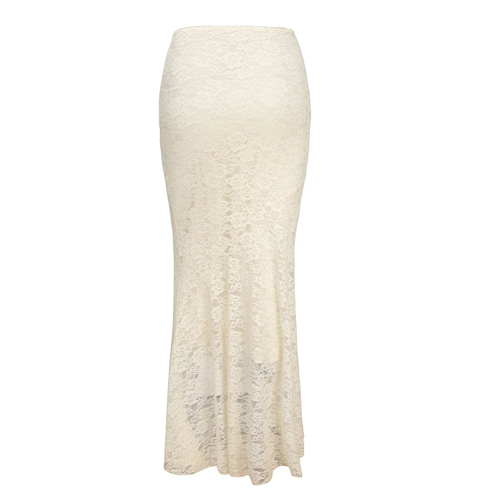 Women’s 2-Piece Set – Lace-Up Crop Top & Maxi Skirt