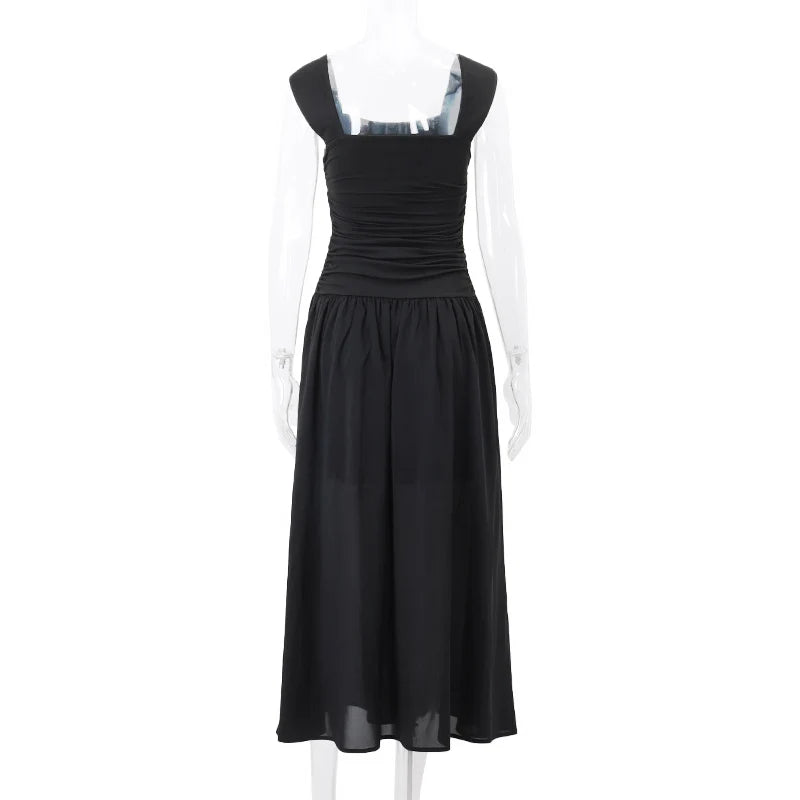 Ruched Bodycon Maxi Dress – Y2K Style