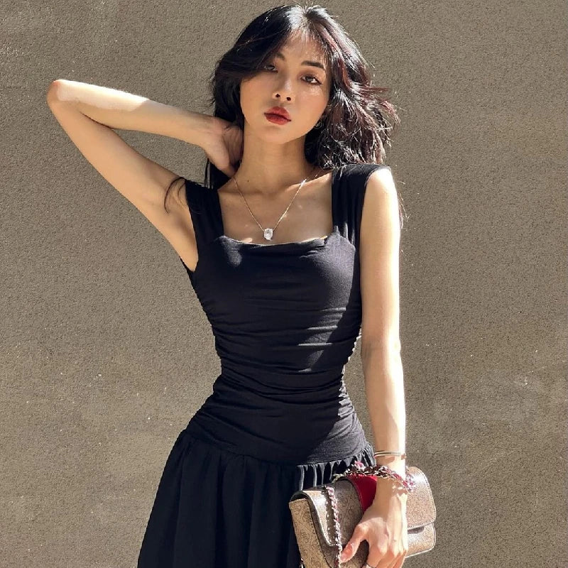 Ruched Bodycon Maxi Dress – Y2K Style