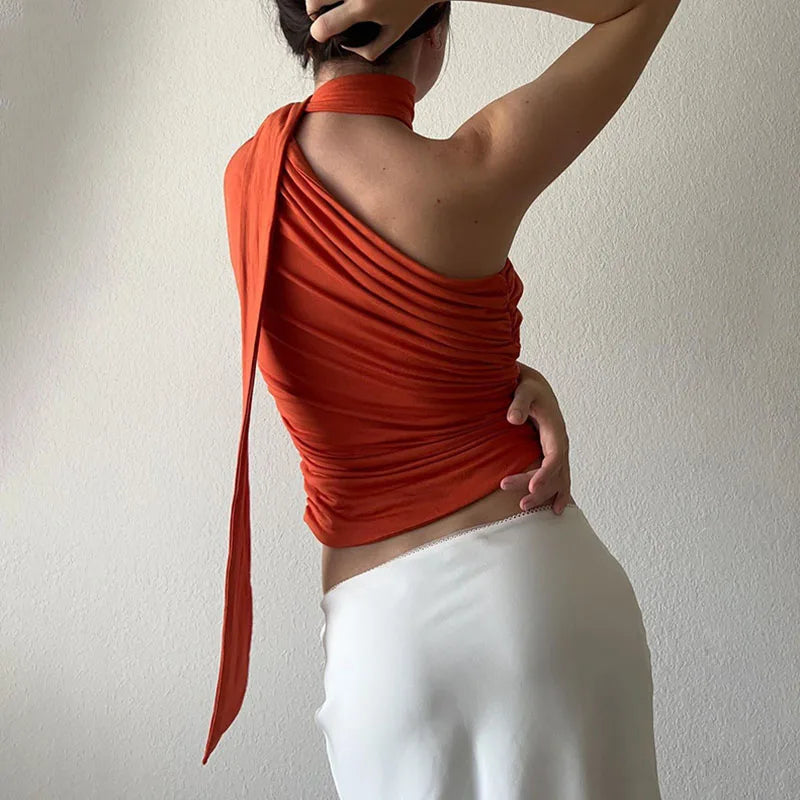 Y2K Halter Backless Crop Top