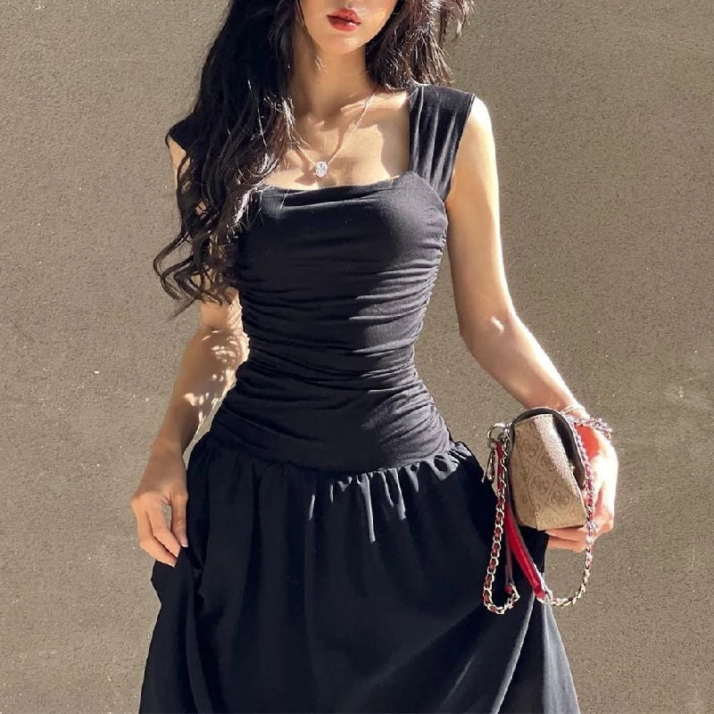Ruched Bodycon Maxi Dress – Y2K Style