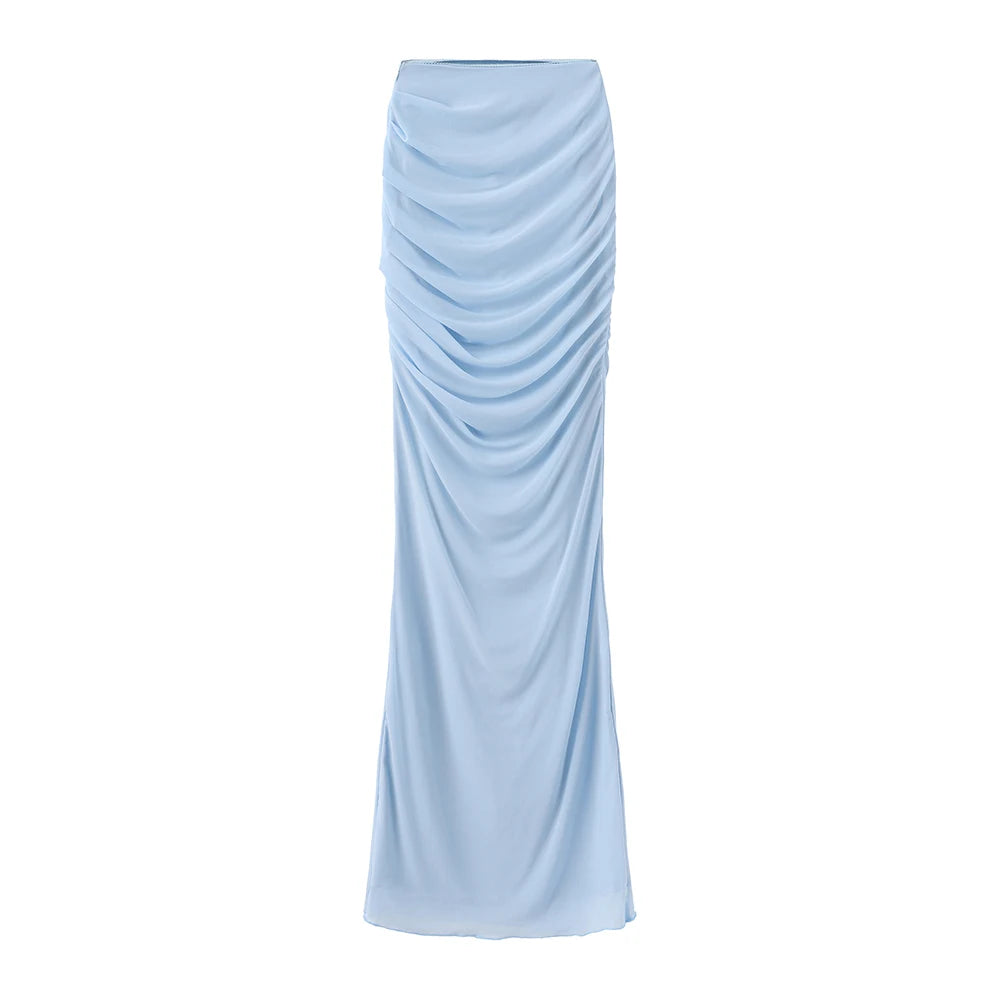 Women’s 2-Piece Set – Lace-Up Crop Top & Maxi Skirt