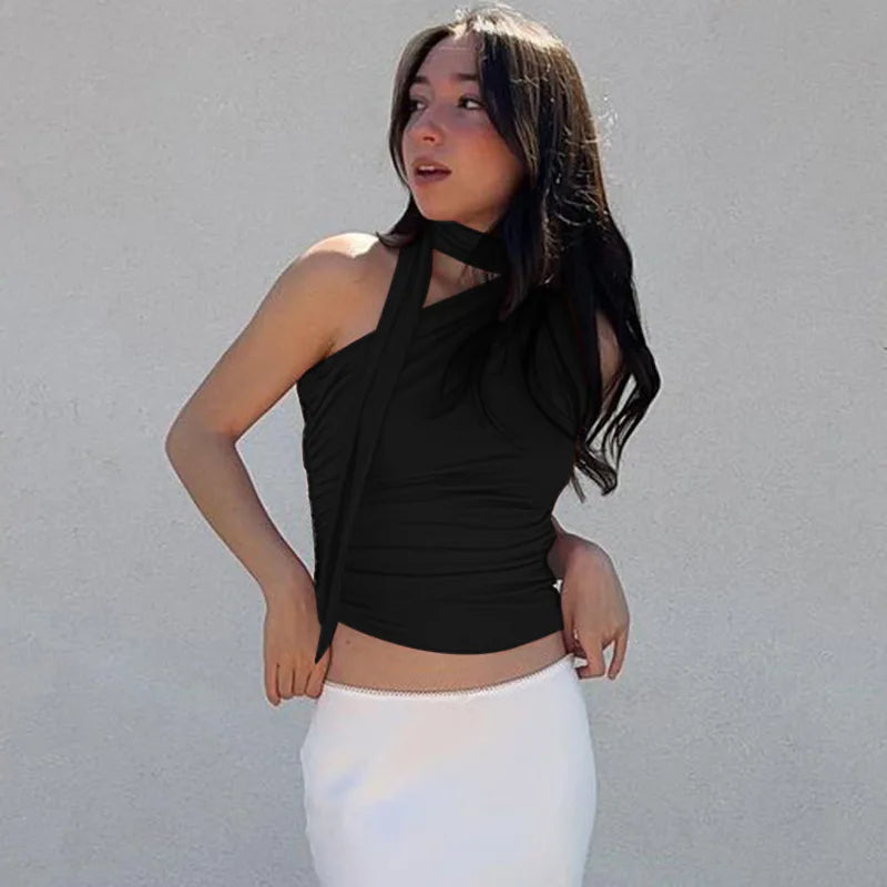 Y2K Halter Backless Crop Top