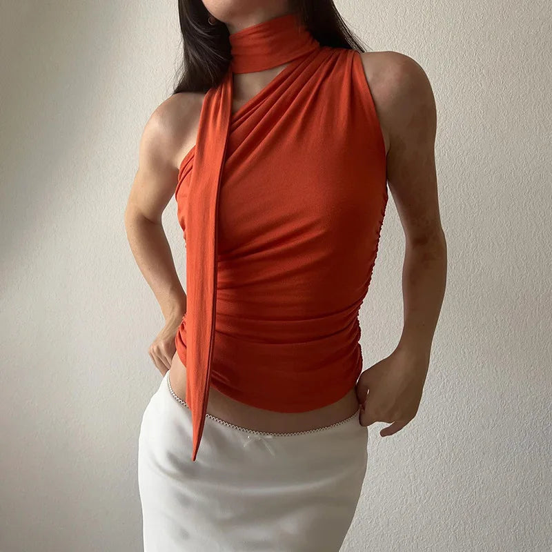 Y2K Halter Backless Crop Top