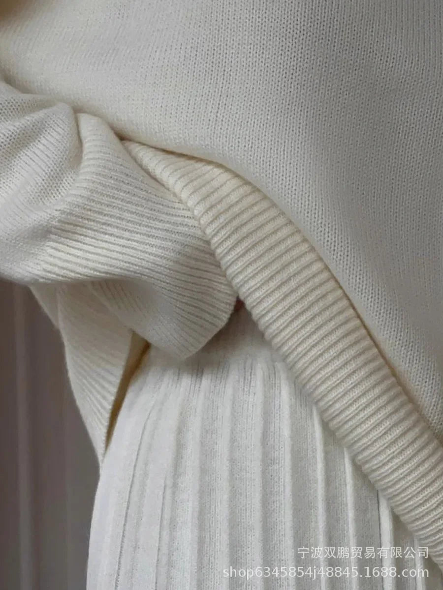 Solid Color Knit Set – Sweater & Mini Skirt