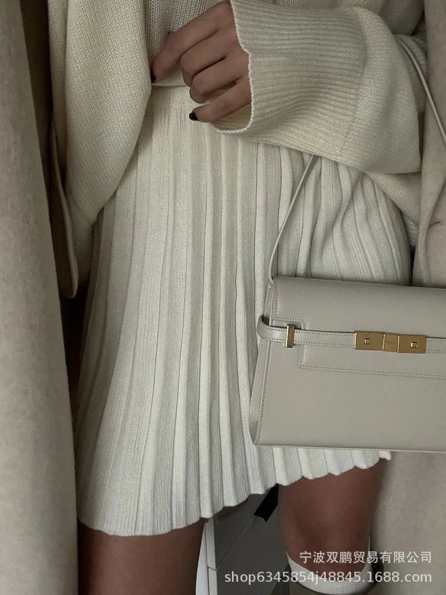 Solid Color Knit Set – Sweater & Mini Skirt