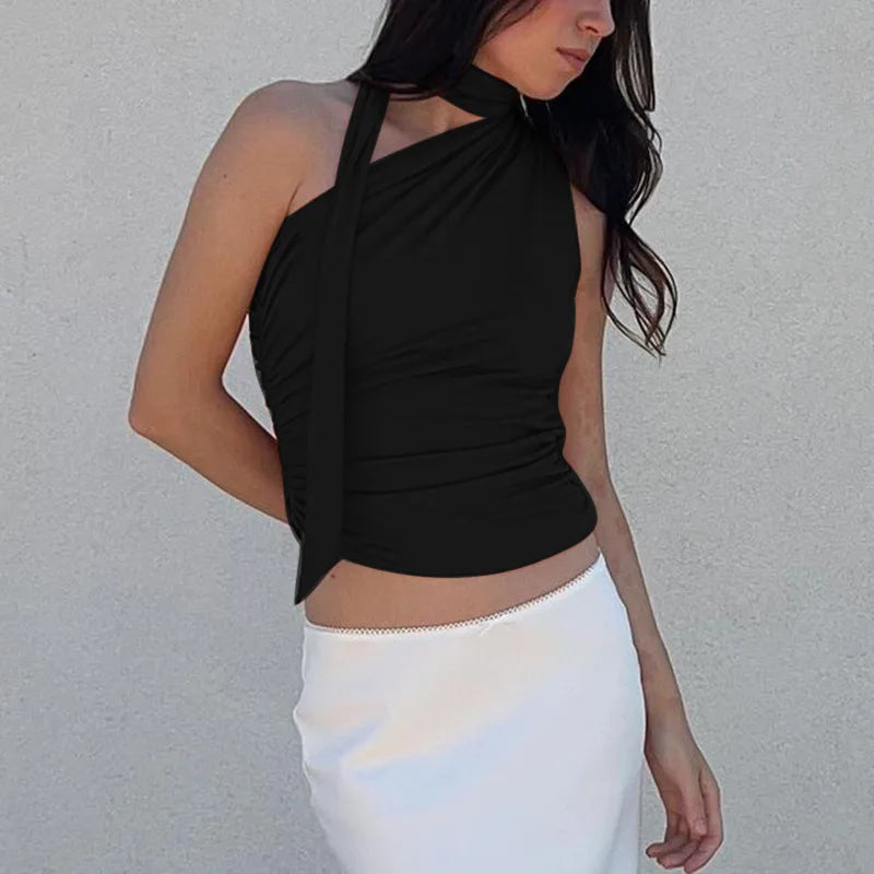 Y2K Halter Backless Crop Top