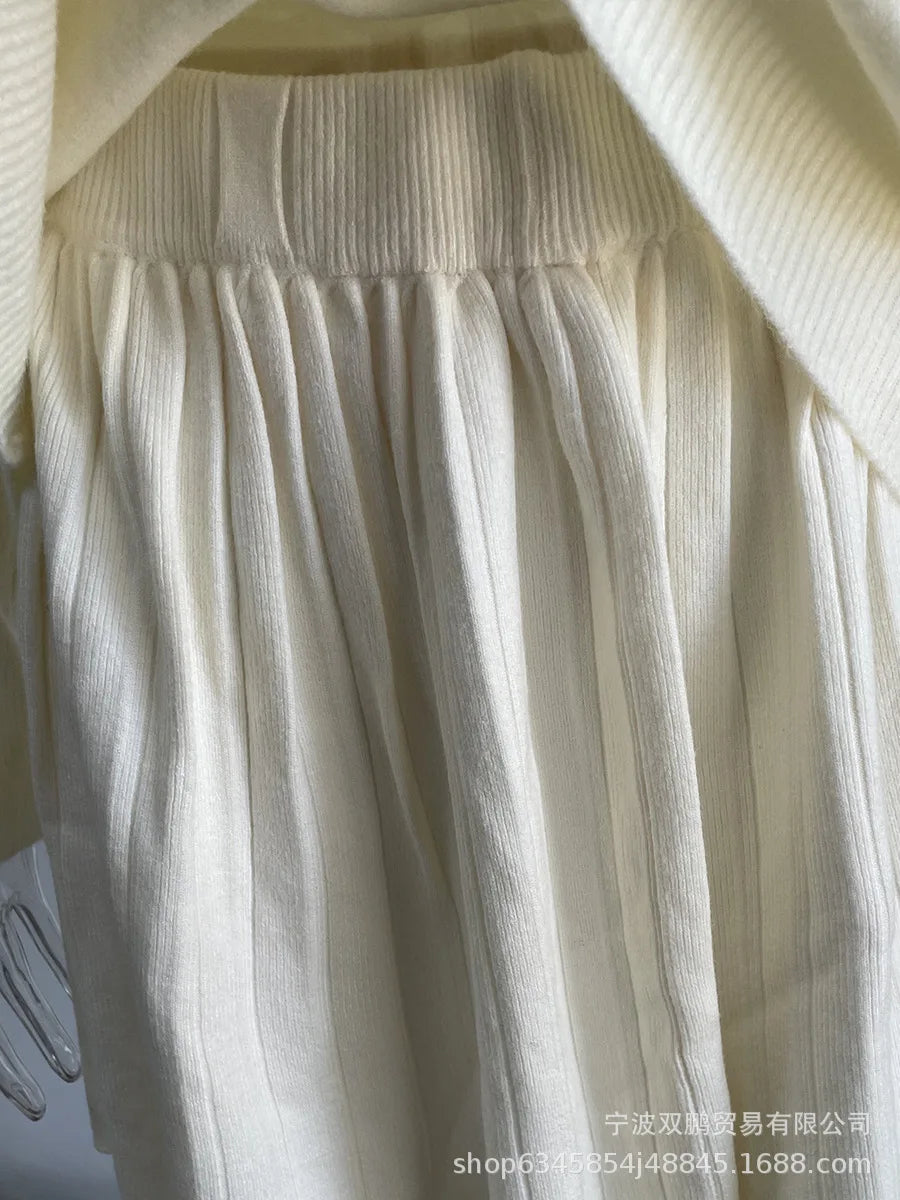 Solid Color Knit Set – Sweater & Mini Skirt